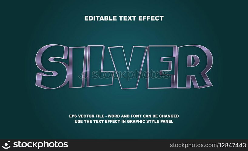 Editable Text Effect Silver 3D Vector Template
