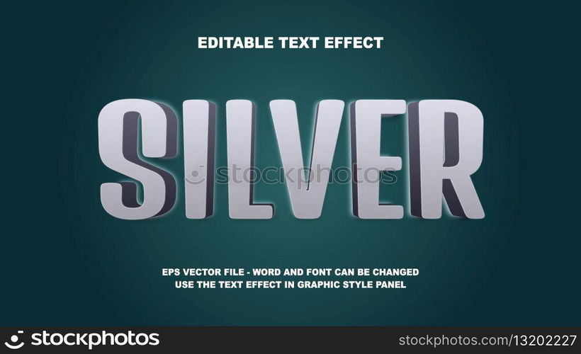 Editable Text Effect Silver 3D Vector Template