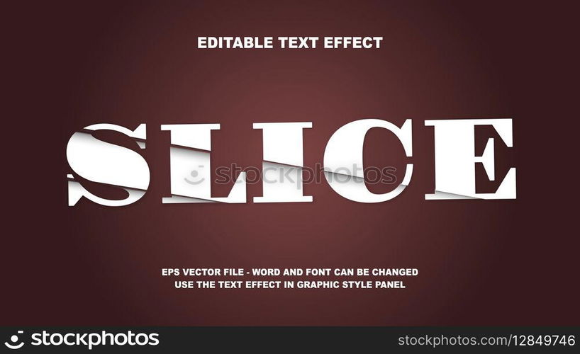 Editable Text Effect Slice 3D Vector Template