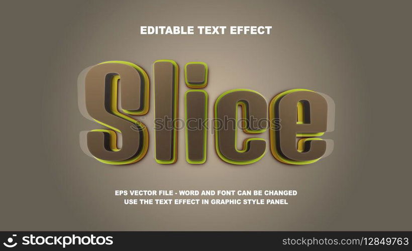 Editable Text Effect Slice 3D Vector Template