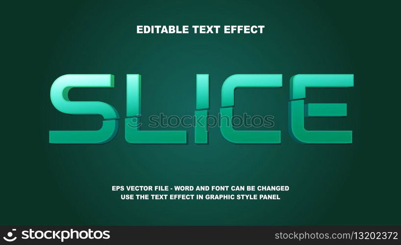 Editable Text Effect Slice 3D Vector Template