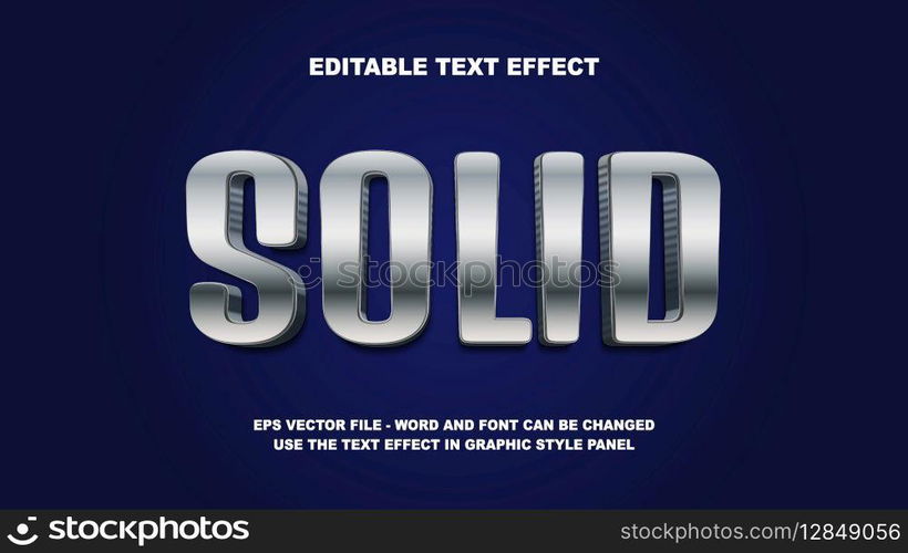 Editable Text Effect Solid 3D Vector Template