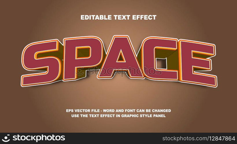 Editable Text Effect Space 3D Vector Template