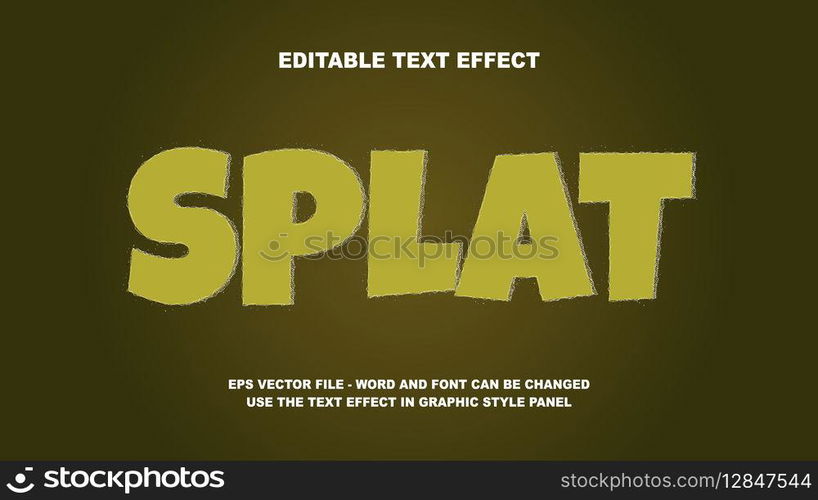 Editable Text Effect Splat 3D Vector Template