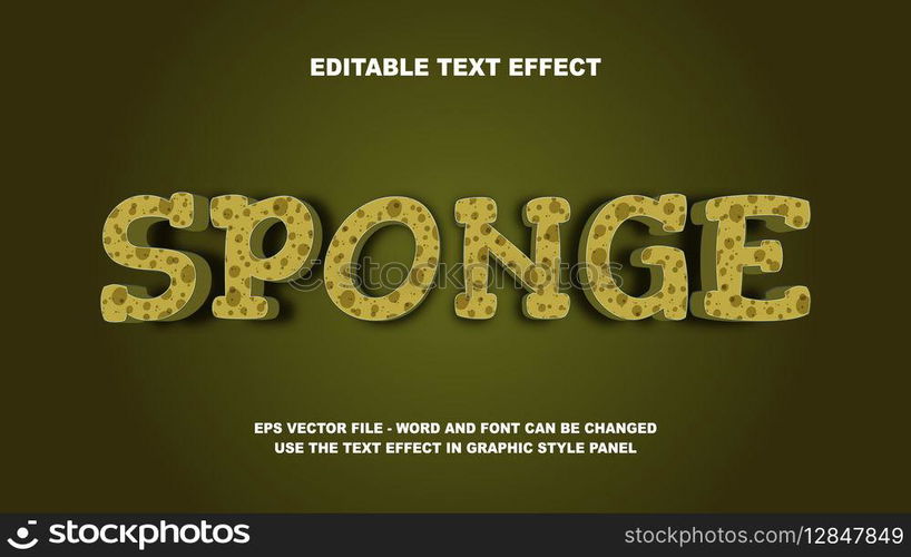 Editable Text Effect Sponge 3D Vector Template