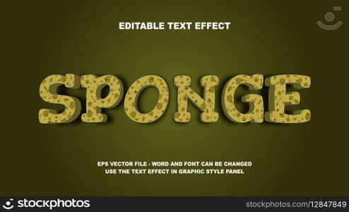 Editable Text Effect Sponge 3D Vector Template