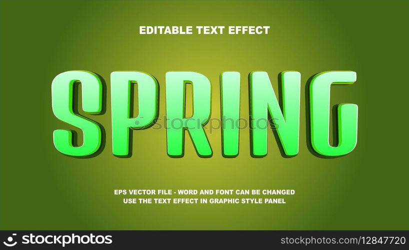 Editable Text Effect Spring 3D Vector Template