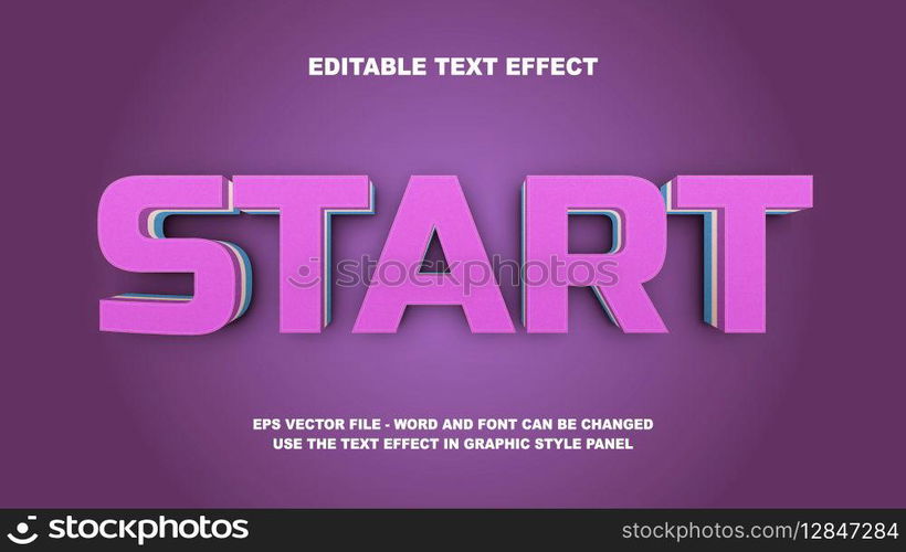 Editable Text Effect Start 3D Vector Template