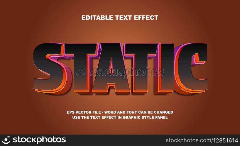 Editable Text Effect Static 3D Vector Template