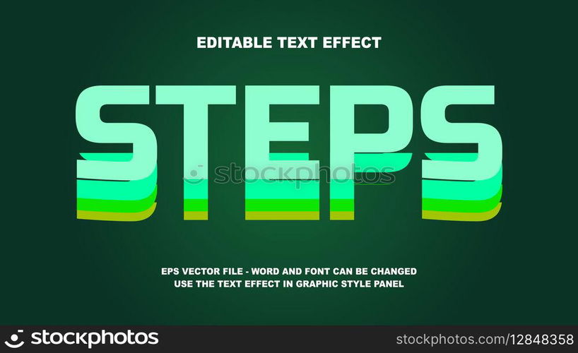 Editable Text Effect Steps 3D Vector Template