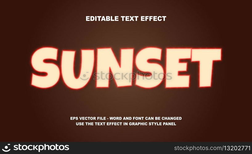 Editable Text Effect Sunset 3D Vector Template