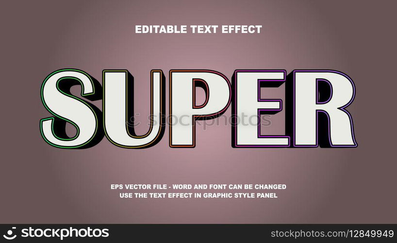 Editable Text Effect Super 3D Vector Template
