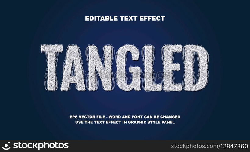 Editable Text Effect Tangled 3D Vector Template