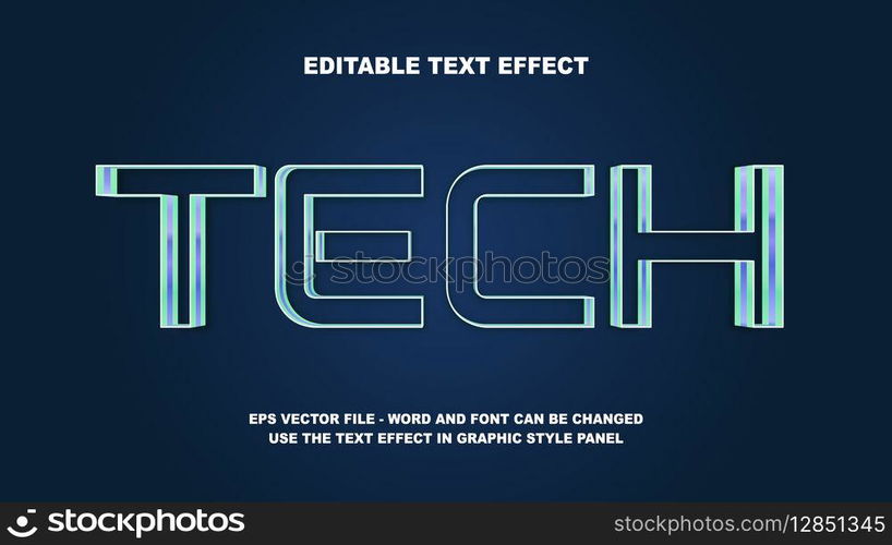Editable Text Effect Tech 3D Vector Template