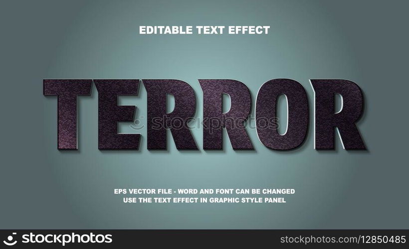Editable Text Effect Terror 3D Vector Template
