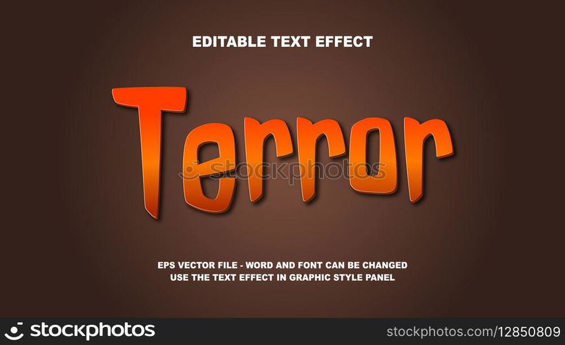 Editable Text Effect Terror 3D Vector Template