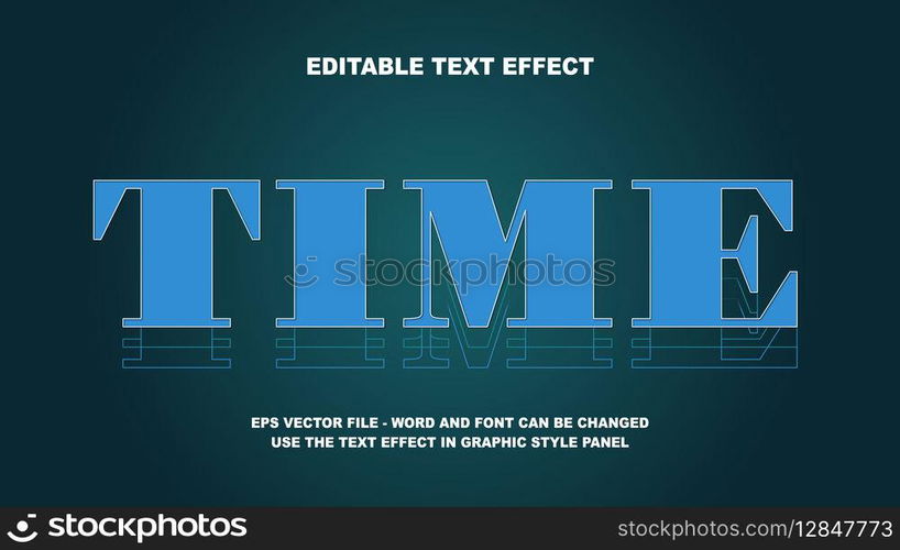 Editable Text Effect Time 3D Vector Template