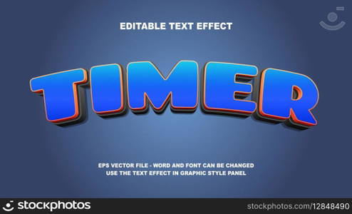 Editable Text Effect Timer 3D Vector Template