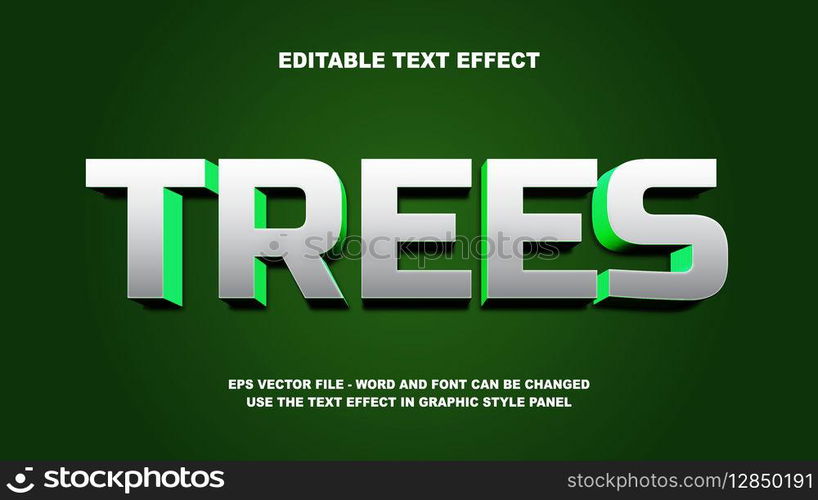 Editable Text Effect Trees 3D Vector Template