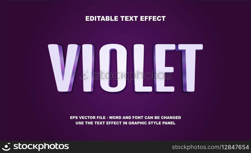Editable Text Effect Violet 3D Vector Template