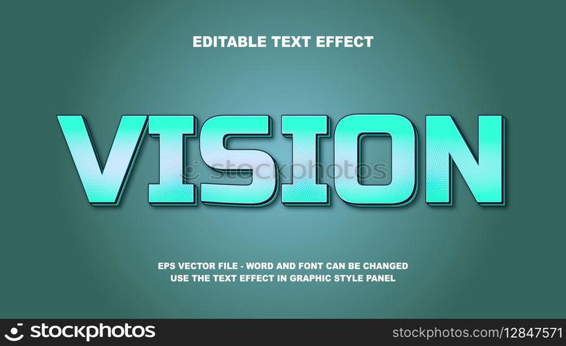 Editable Text Effect Vision 3D Vector Template