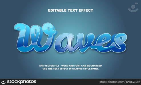 Editable Text Effect Waves 3D Vector Template