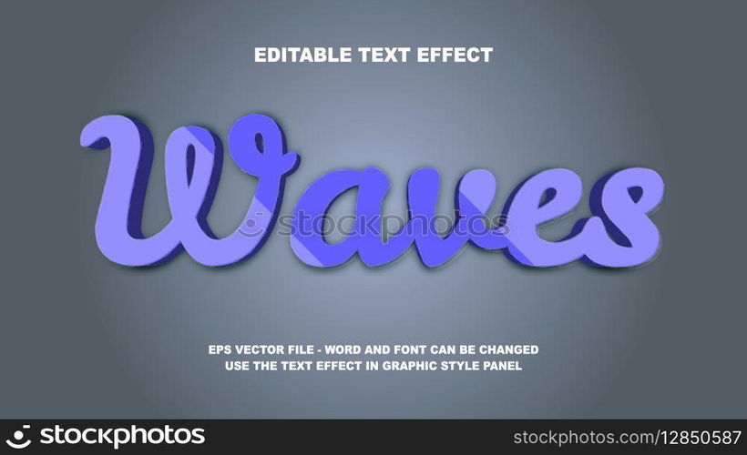Editable Text Effect Waves 3D Vector Template