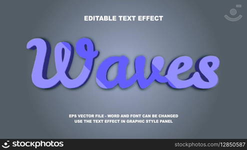 Editable Text Effect Waves 3D Vector Template