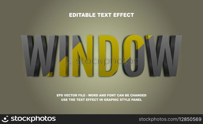 Editable Text Effect Window 3D Vector Template