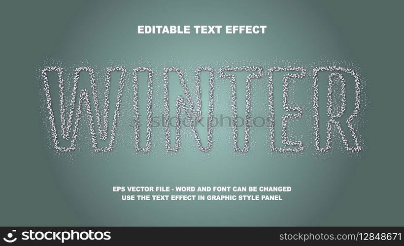 Editable Text Effect Winter 3D Vector Template