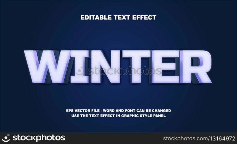 Editable Text Effect Winter 3D Vector Template