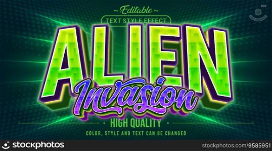 Editable text style effect - Alien Invasion text style theme.