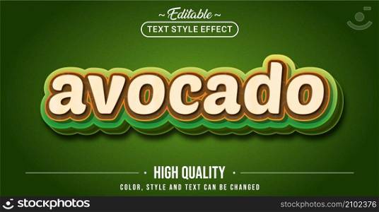 Editable text style effect - Avocado text style theme. Graphic Design Element.