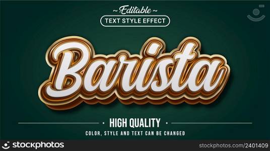 Editable text style effect - Barista text style theme. Graphic Design Element.
