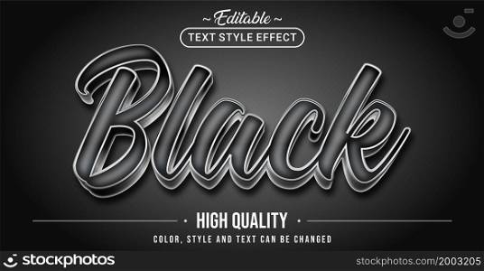 Editable text style effect - Black text style theme. Graphic Design Element.