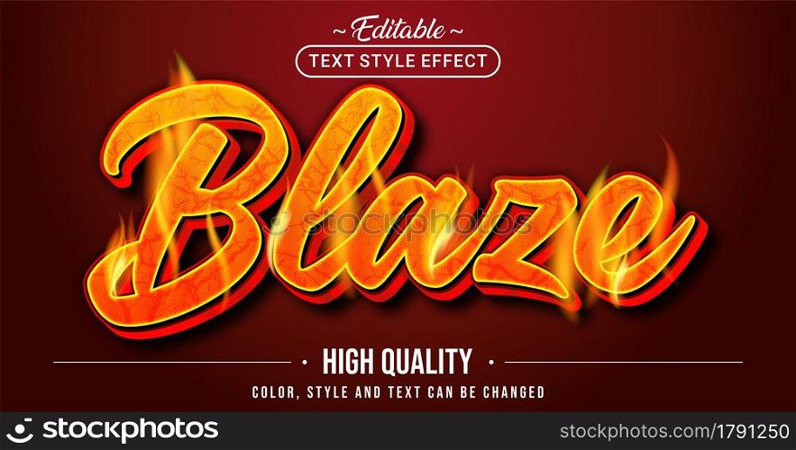 Editable text style effect - Blaze text style theme. Graphic Design Element.