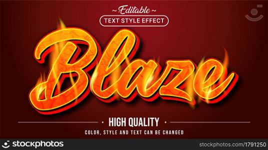 Editable text style effect - Blaze text style theme. Graphic Design Element.