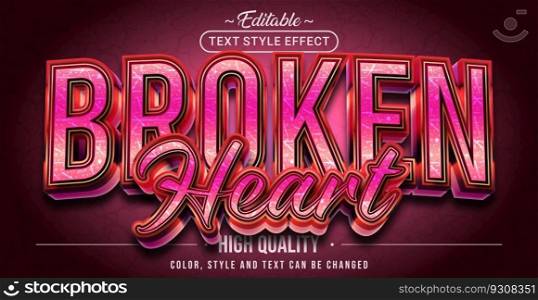 Editable text style effect - Broken Heart text style theme.