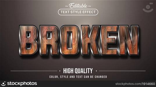 Editable text style effect - Broken text style theme. Graphic Design Element.