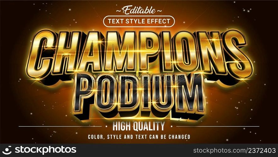 Editable text style effect - Champions Podium text style theme. Graphic Design Element.