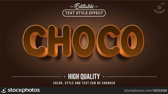 Editable text style effect - Choco text style theme. Graphic Design Element.