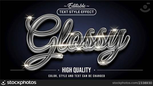 Editable text style effect - Chrome Glossy text style theme. Graphic Design Element.