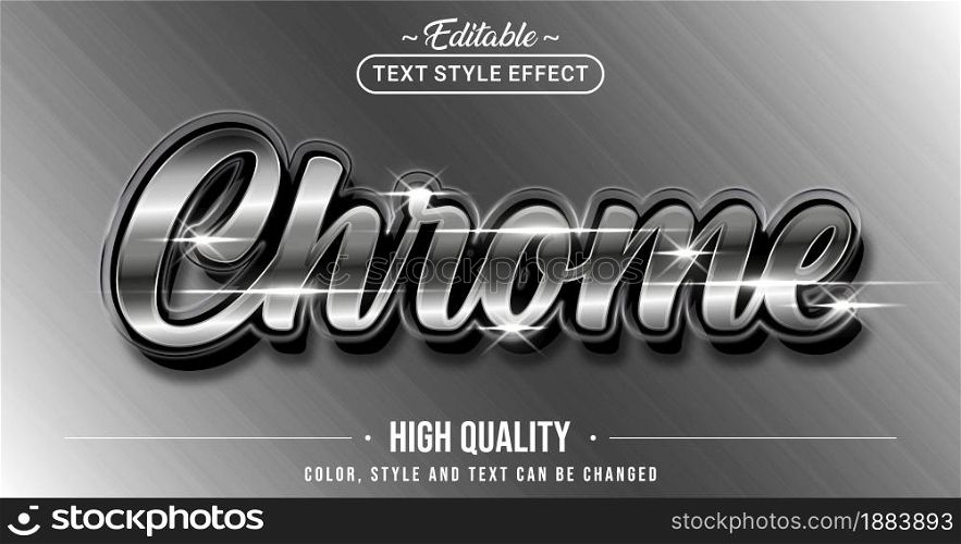 Editable text style effect - Chrome text style theme. Graphic Design Element.
