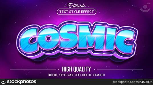Editable text style effect - Cosmic text style theme. Graphic Design Element.