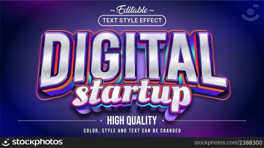 Editable text style effect - Digital Startup text style theme. Graphic Design Element.