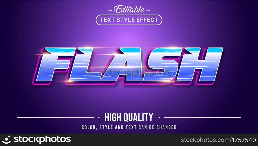 Editable text style effect - Flash text style theme. Graphic Design Element.