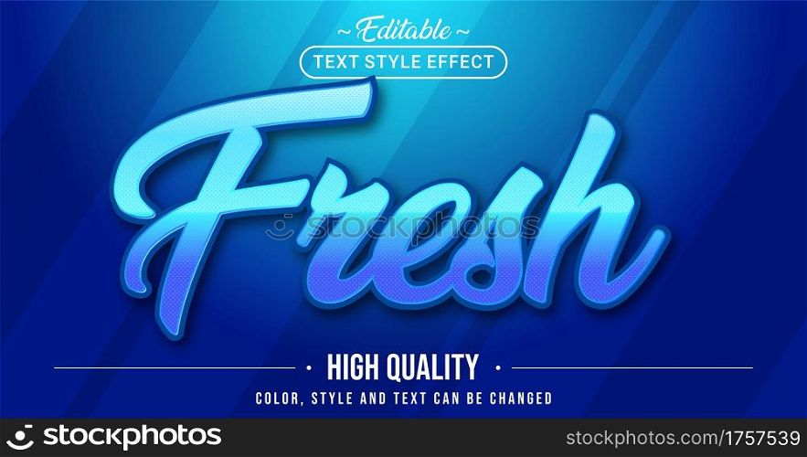 Editable text style effect - Fresh Blue text style theme. Graphic Design Element.