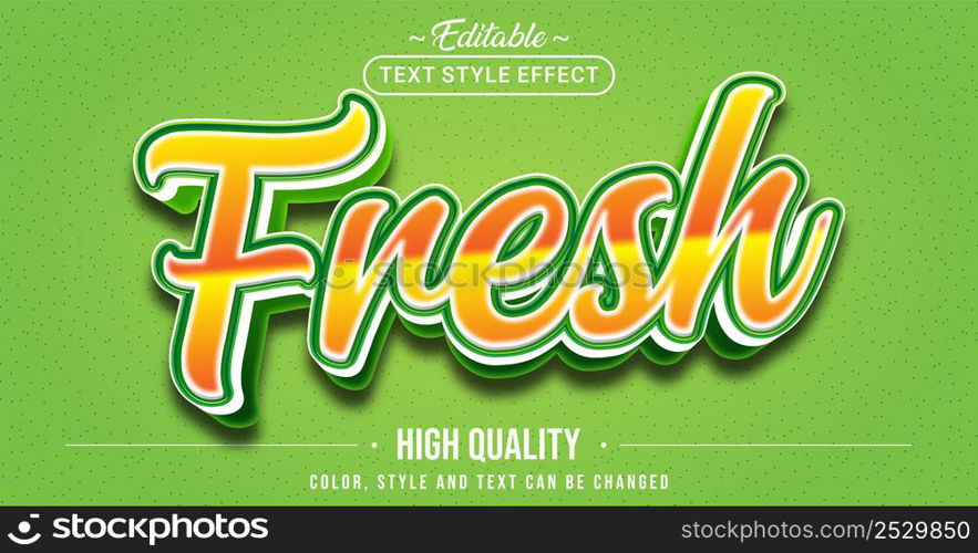 Editable text style effect - Fresh text style theme. Graphic Design Element.