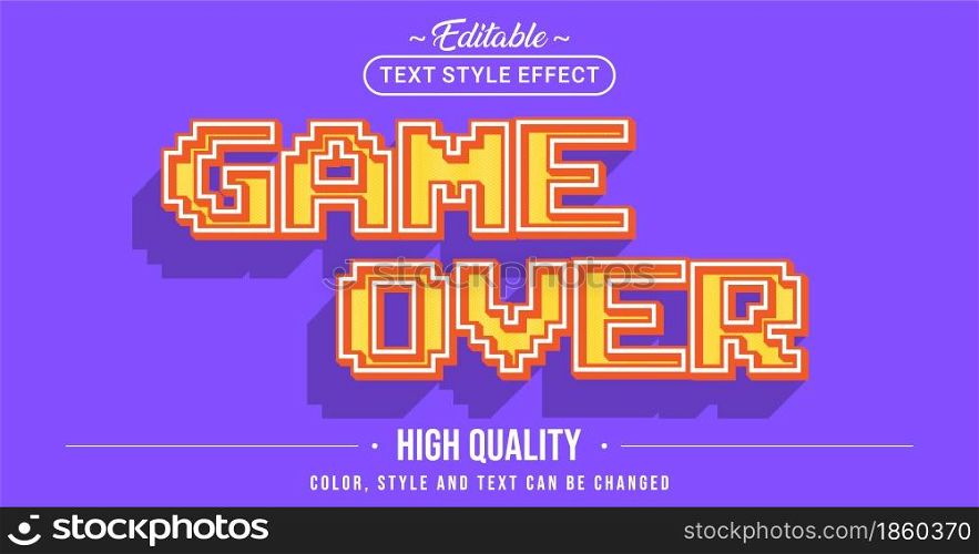 Editable text style effect - Game Over text style theme. Graphic Design Element.
