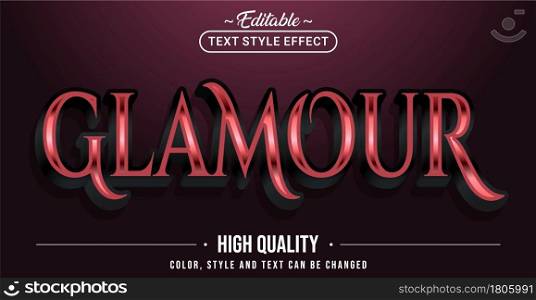 Editable text style effect - Glamour text style theme. Graphic Design Element.